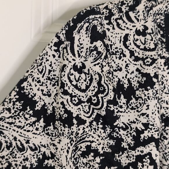 Ann Taylor Petites Cotton 3/4 Length Sleeve Shirt Dress Black White Size 6P - Picture 5 of 10